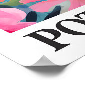 Pink Flamingo Art Poster Tropical Jungle Floral (Ecke)