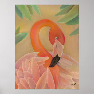 Pink Flamingo Art Print   Tropical Wall Decor Poster