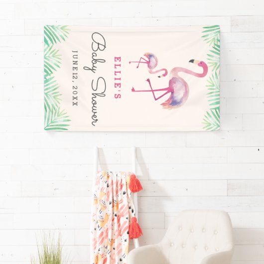 Pink Flamingo Baby Duschbanner Banner (Insitu)