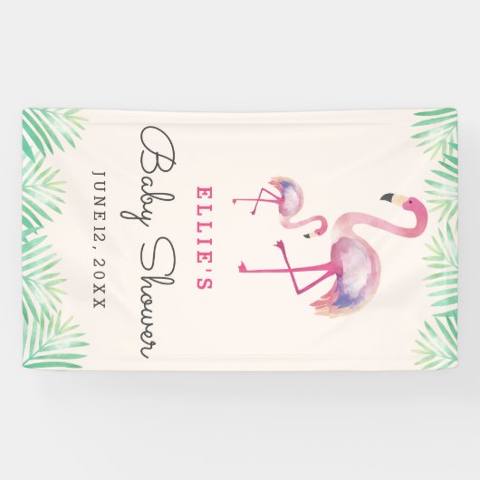 Pink Flamingo Baby Duschbanner Banner (Horizontal)