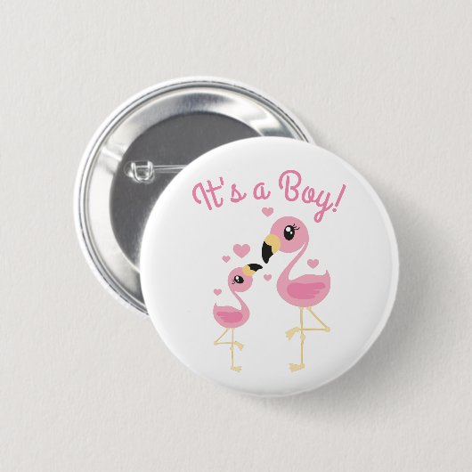 Pink Flamingo Baby Dusche Button (Vorne & Hinten)