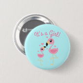 Pink Flamingo Baby Dusche Button (Vorne & Hinten)