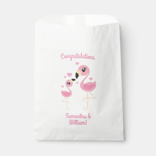 Pink Flamingo Baby Dusche Geschenktütchen (Vorderseite)
