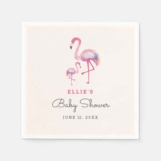Pink Flamingo Baby Dusche Napkin Serviette (Vorderseite)