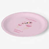 Pink Flamingo Baby Dusche Pappteller (Schrägansicht)