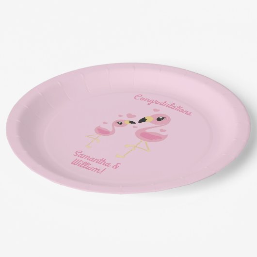 Pink Flamingo Baby Dusche Pappteller (Schrägansicht)