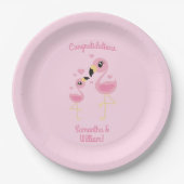 Pink Flamingo Baby Dusche Pappteller (Vorderseite)