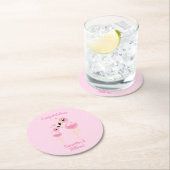 Pink Flamingo Baby Dusche Runder Pappuntersetzer (Vor Ort)