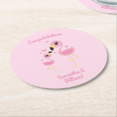 Pink Flamingo Baby Dusche Runder Pappuntersetzer (Angewinkelt)