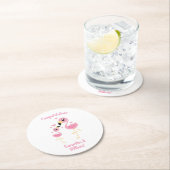 Pink Flamingo Baby Dusche Runder Pappuntersetzer (Vor Ort)