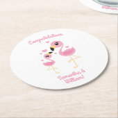Pink Flamingo Baby Dusche Runder Pappuntersetzer (Angewinkelt)