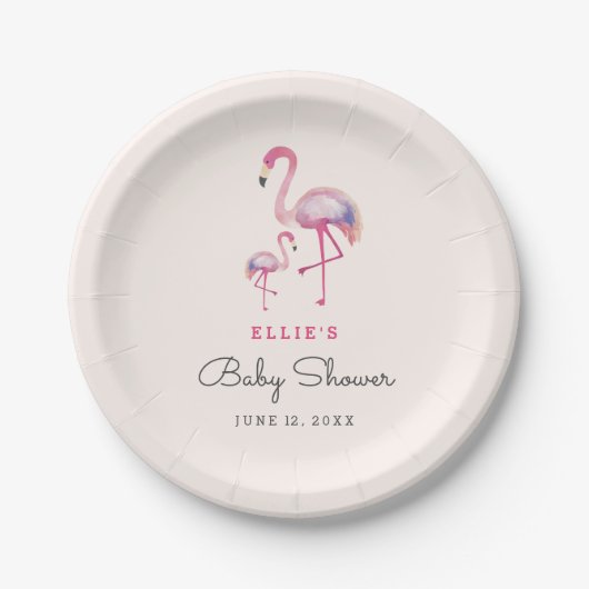 Pink Flamingo Baby Dusche Teller (Vorderseite)
