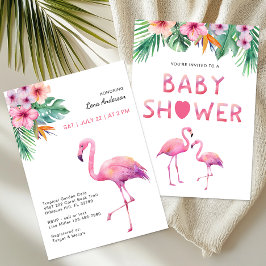 Pink Flamingo Baby Dusche Tropisches Thema Einladung