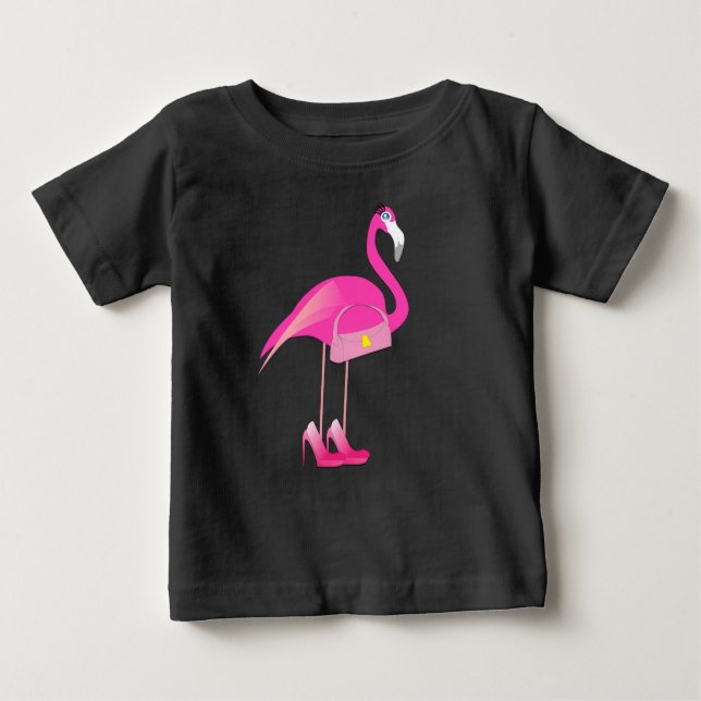 Pink Flamingo - Baby Fine Jersey T - Shirt  (Vorderseite)