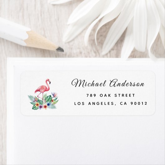 Pink Flamingo Baby Shower Return Address Label (Insitu)