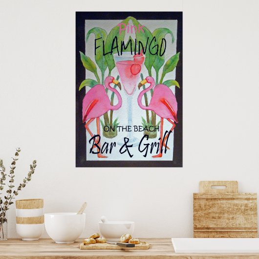 Pink Flamingo Bar & Grill Beach Poster (Küche)