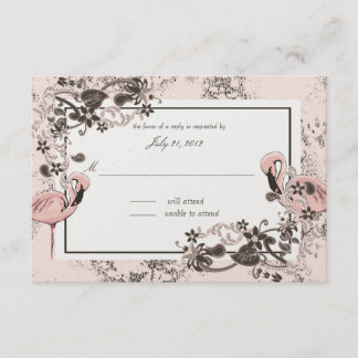 Pink Flamingo Bat Mitzvah Response RSVP Karte