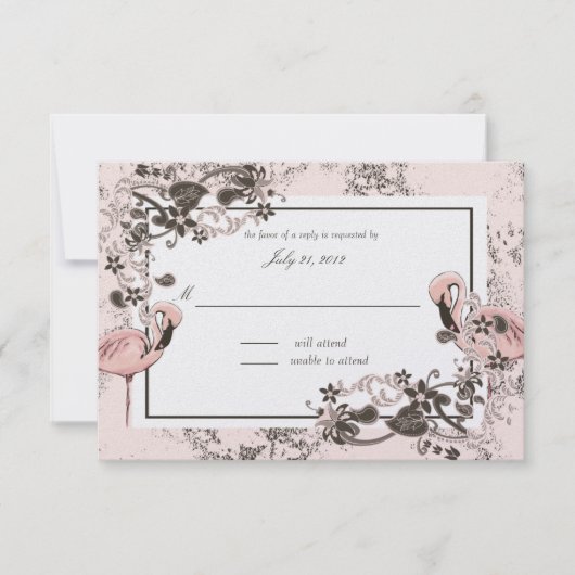 Pink Flamingo Bat Mitzvah Response RSVP Karte (Vorderseite)