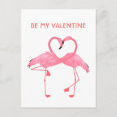 Pink Flamingo be my Valentine Flat Holiday Card Postkarte (Vorderseite)