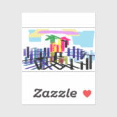 Pink flamingo beach aufkleber (Blatt)