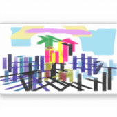 Pink flamingo beach aufkleber (Vorderseite)