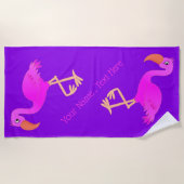 Pink Flamingo Beach Handtuch Custom Text und Farbe (Vorderseite)