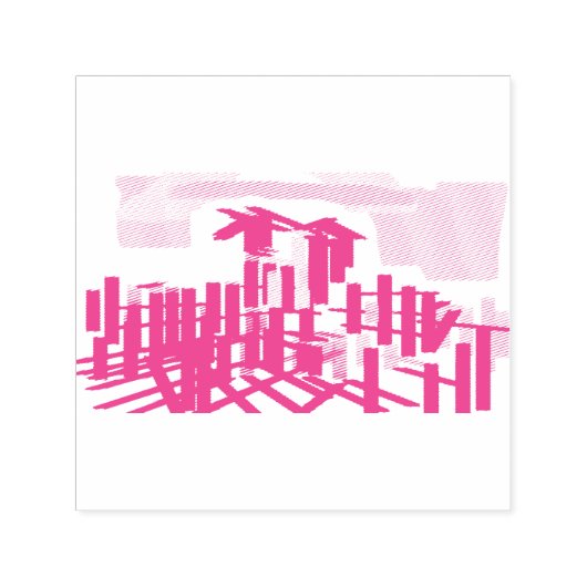 Pink flamingo beach permastempel (Design)