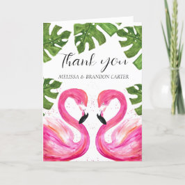 Pink Flamingo Beach Tropical Wedding Vielen Dank Dankeskarte