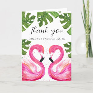 Pink Flamingo Beach Tropical Wedding Vielen Dank Dankeskarte