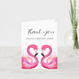 Pink Flamingo Beach Tropical Wedding Vielen Dank Dankeskarte