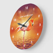 Pink Flamingo Beach Wall Clock Große Wanduhr (Winkel)