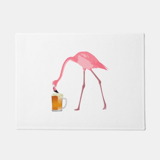 Pink Flamingo Beer Lover Fußmatte (Vorderseite)