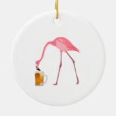 Pink Flamingo Beer Lover Keramik Ornament (Hinten)