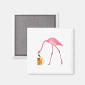Pink Flamingo Beer Lover Magnet (Vorderseite/Rückseite)