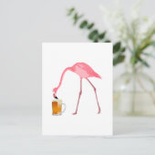 Pink Flamingo Beer Lover Postkarte (Stehend Vorderseite)