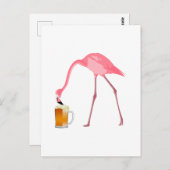 Pink Flamingo Beer Lover Postkarte (Vorne/Hinten)