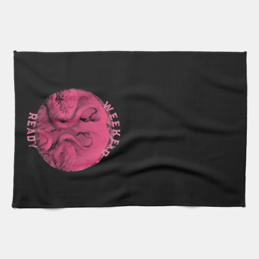 Pink Flamingo Benutzerdefinierter Text Geschirrtuch (Horizontal)