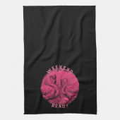 Pink Flamingo Benutzerdefinierter Text Geschirrtuch (Vertikal)