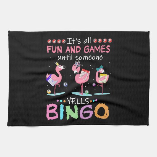 Pink Flamingo Bingo Funny Gift Art Geschirrtuch (Horizontal)