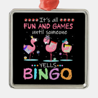 Pink Flamingo Bingo Funny Gift Art Ornament Aus Metall
