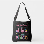 Pink Flamingo Bingo Funny Gift Art Tragetaschen Mit Langen Trägern (Vorderseite)