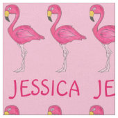 Pink Flamingo Bird Flamingos Personalisierter Name Stoff (Nahaufnahme)