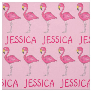 Pink Flamingo Bird Flamingos Personalisierter Name Stoff
