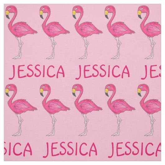 Pink Flamingo Bird Flamingos Personalisierter Name Stoff (Muster)