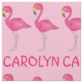 Pink Flamingo Bird Flamingos Personalisierter Name Stoff (Nahaufnahme)