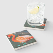 Pink Flamingo Bird Foto Beautiful Bold Modern Steinuntersetzer (Seitenansicht)