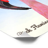 Pink Flamingo Bird Gouache Aquarellmalerei Fotodruck (Ecke)