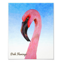 Pink Flamingo Bird Gouache Aquarellmalerei