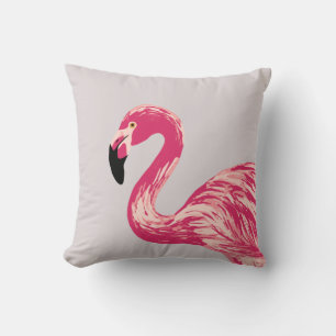 Pink Flamingo Bird Illustration Throw Kissen