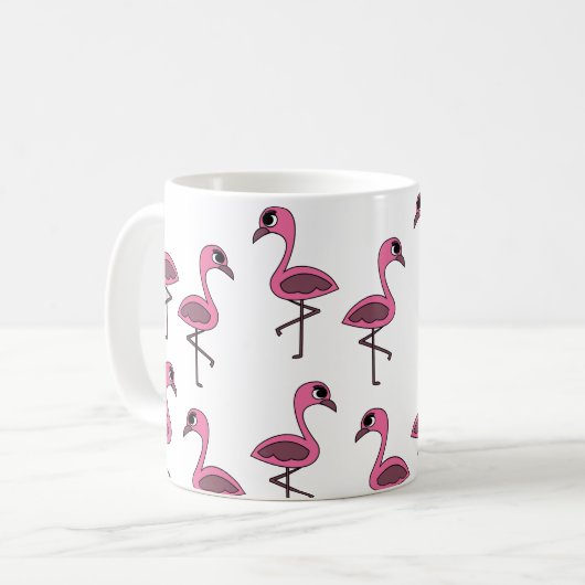 Pink Flamingo Bird Kaffeetasse (Vorderseite Links)